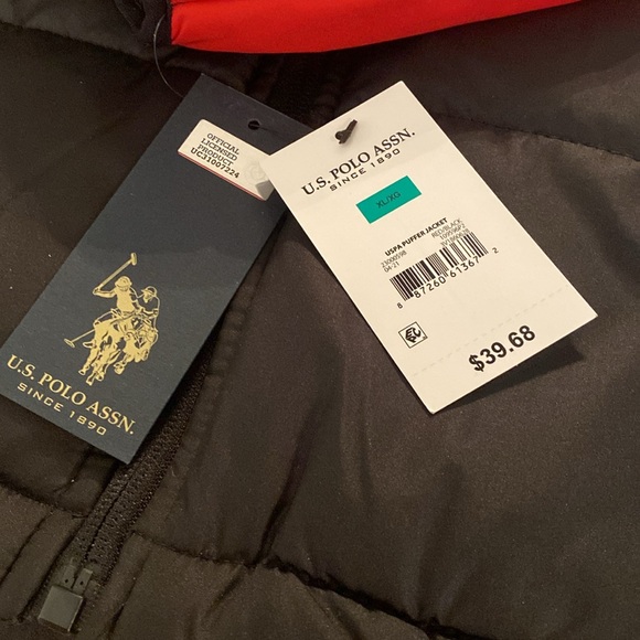 US POLO XL PUFFER HOODED ZIPPER JACKET, 24”W X 30”L DRAW STRING HEM. NEW W/ TAGS - Picture 9 of 9